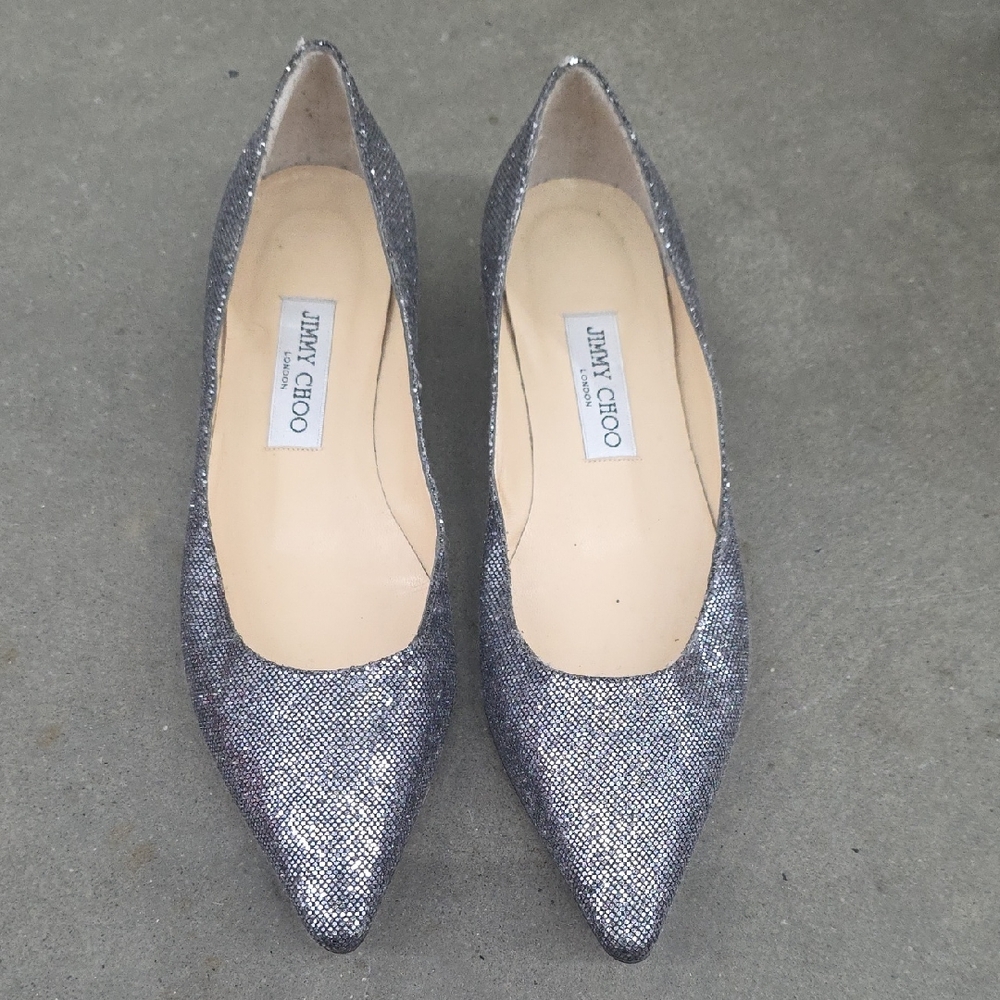 Jimmy Choo Sparkling Silver Heels